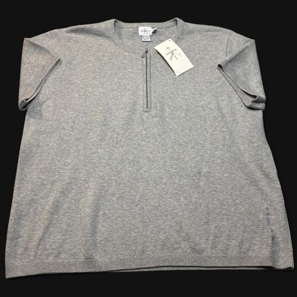 Calvin Klein Jeans Sweater Shirt Women’s XL Gray 1/2 Zip Pullover Sweater NWT